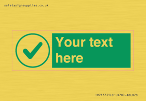 Custom green background, green tick in circle sign